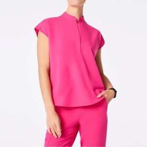 Figs Rafaela Shocking Pink Oversized Scrub Top Sleeveless Medium Scrubs